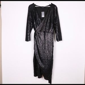 Eloquii Black Sequin Wrap Dress